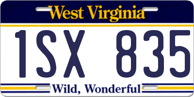 WV license plate 1SX835
