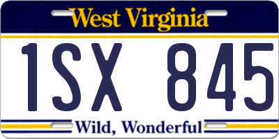 WV license plate 1SX845