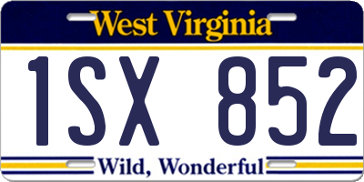 WV license plate 1SX852