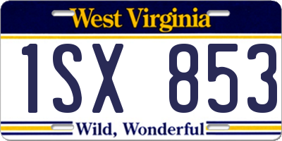 WV license plate 1SX853