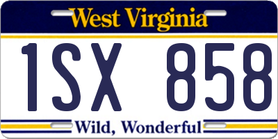 WV license plate 1SX858