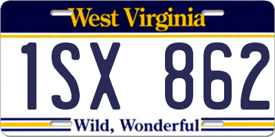 WV license plate 1SX862