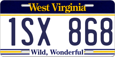 WV license plate 1SX868
