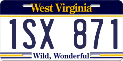 WV license plate 1SX871