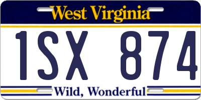 WV license plate 1SX874