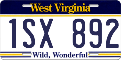 WV license plate 1SX892