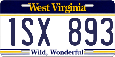 WV license plate 1SX893