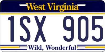 WV license plate 1SX905