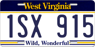 WV license plate 1SX915