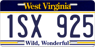 WV license plate 1SX925