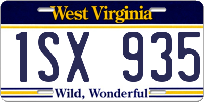 WV license plate 1SX935