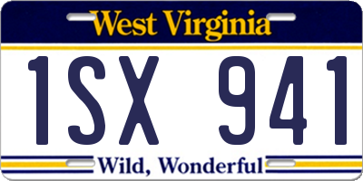 WV license plate 1SX941