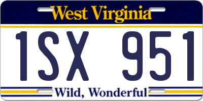 WV license plate 1SX951