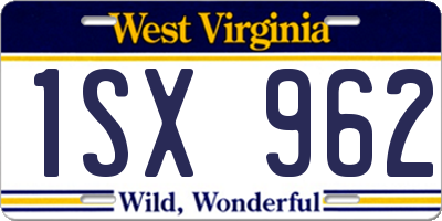 WV license plate 1SX962