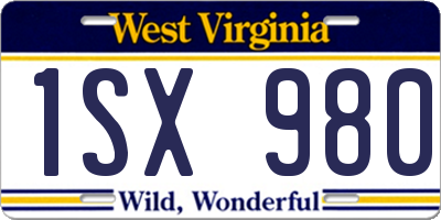 WV license plate 1SX980