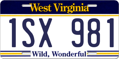 WV license plate 1SX981