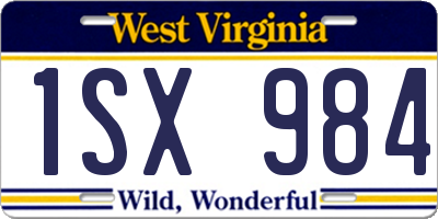 WV license plate 1SX984
