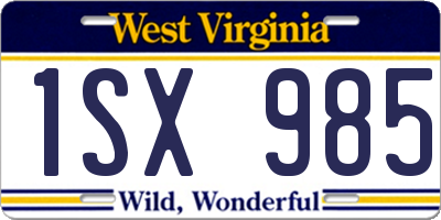 WV license plate 1SX985