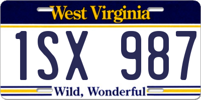 WV license plate 1SX987