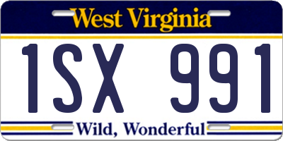 WV license plate 1SX991