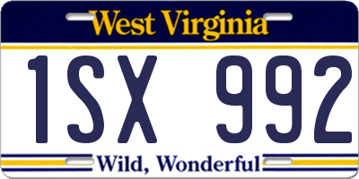 WV license plate 1SX992