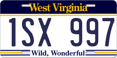WV license plate 1SX997