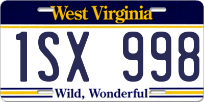 WV license plate 1SX998