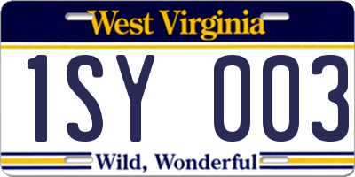 WV license plate 1SY003