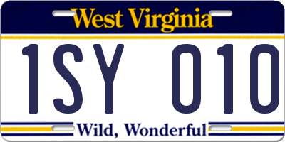 WV license plate 1SY010