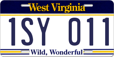 WV license plate 1SY011