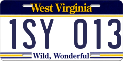 WV license plate 1SY013