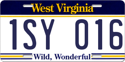 WV license plate 1SY016