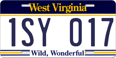 WV license plate 1SY017