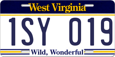 WV license plate 1SY019