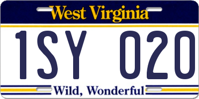 WV license plate 1SY020