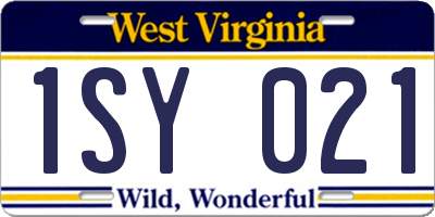 WV license plate 1SY021