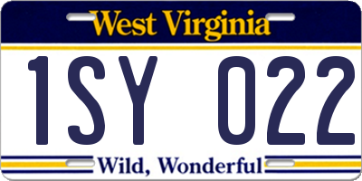 WV license plate 1SY022