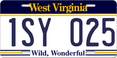 WV license plate 1SY025