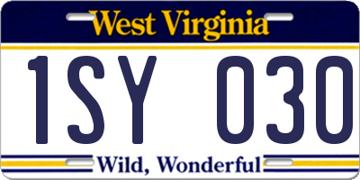 WV license plate 1SY030