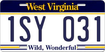 WV license plate 1SY031