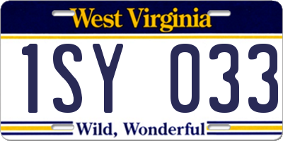 WV license plate 1SY033