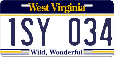 WV license plate 1SY034