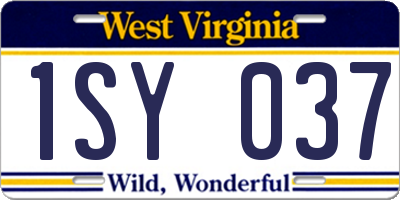 WV license plate 1SY037