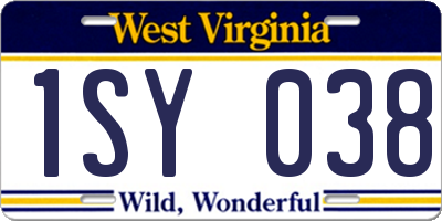 WV license plate 1SY038