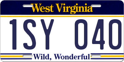 WV license plate 1SY040