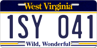 WV license plate 1SY041