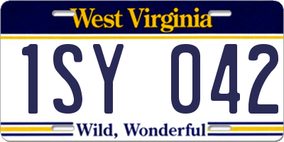 WV license plate 1SY042