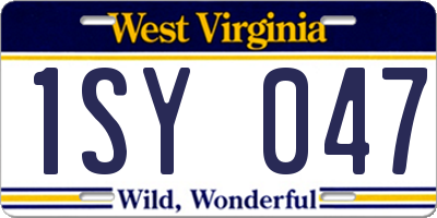 WV license plate 1SY047