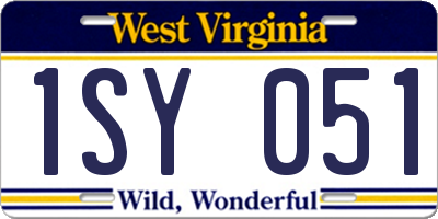 WV license plate 1SY051