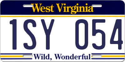 WV license plate 1SY054